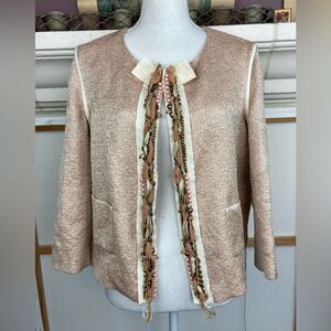 Seventy Florence Italy ladylike chic blazer w/ ribbon bow, pearls, and chains